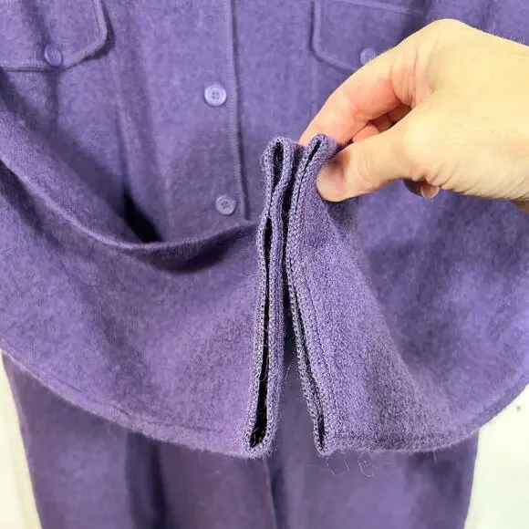 Womens 1X 100% Wool Cardigan Sweater Modern Soul Button Purple Australia - Picture 7 of 8